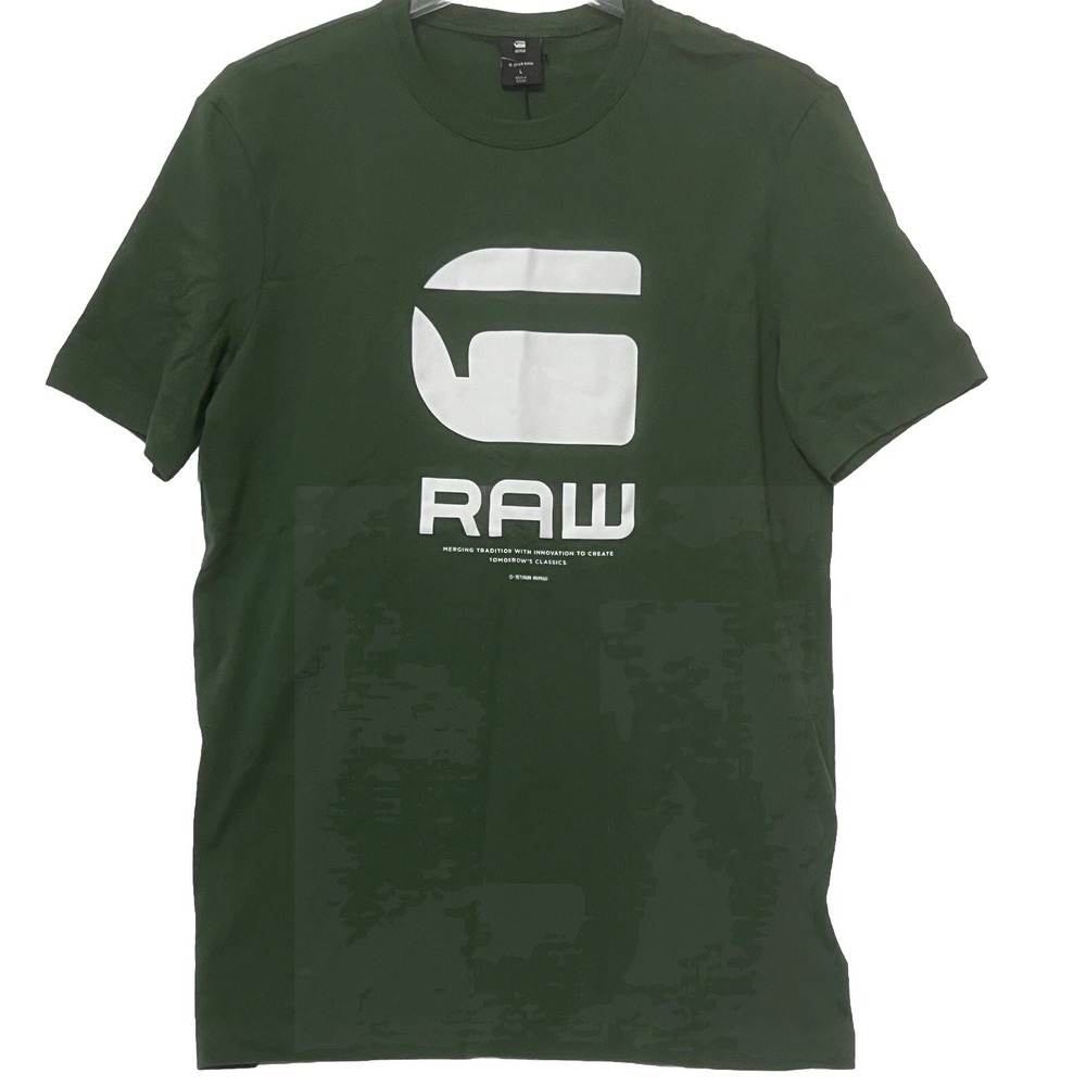 G STAR RAW Men Side Large Graphic Slim Short Sleeve Casual T Shirt Green New
